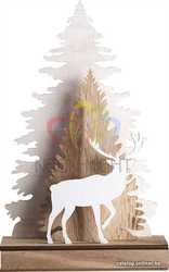 Деревянная фигурка с подсветкой Елочка с оленем 18-7-29 см