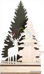 Деревянная фигурка с подсветкой Елочка с оленем 12-6-21, 5 см